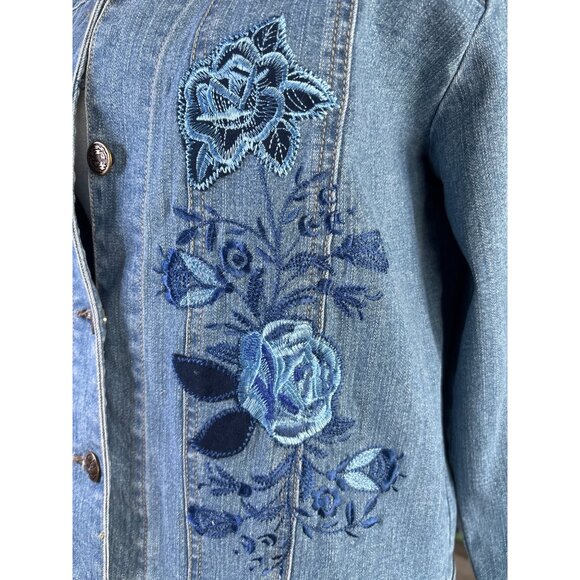 NYDJ Not Your Daughters Jeans Denim Jean Jacket Size Small Floral Embroidered NW - Picture 5 of 11